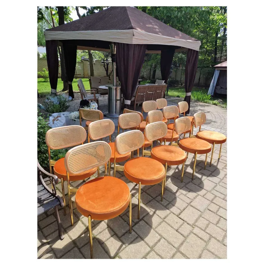 Стул Модерн Золото, Натуральный ротанг + Терракотовый - Фото миниатюра 2