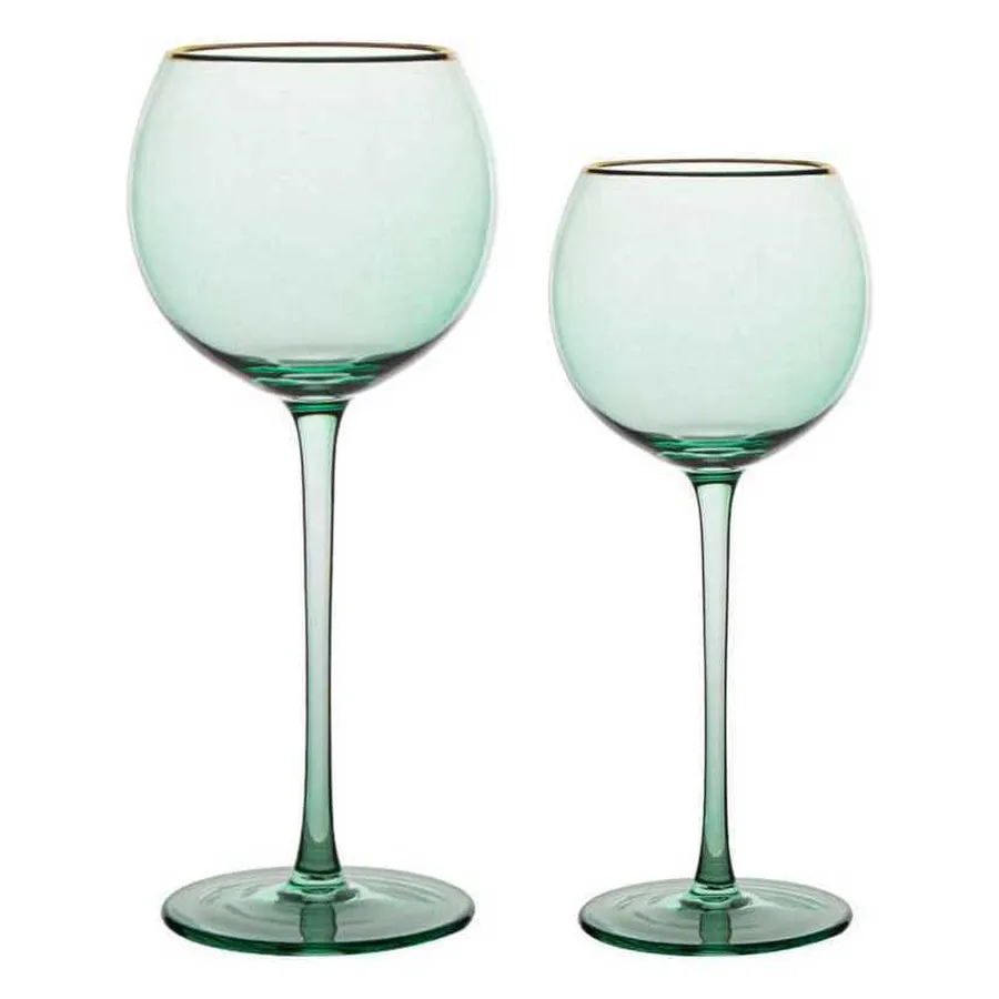 Сет бокалов Сирен эвкалиптовых с золотой каймой - Фото миниатюра 1