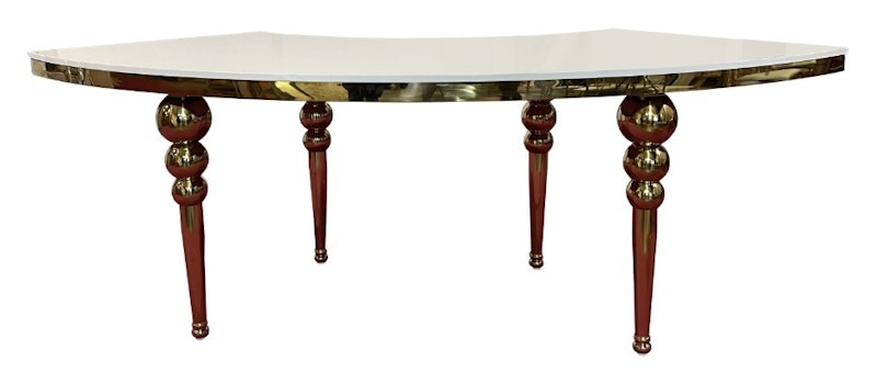 Стол-змейка-80, золотой, столешница белый МДФ, 1 модуль