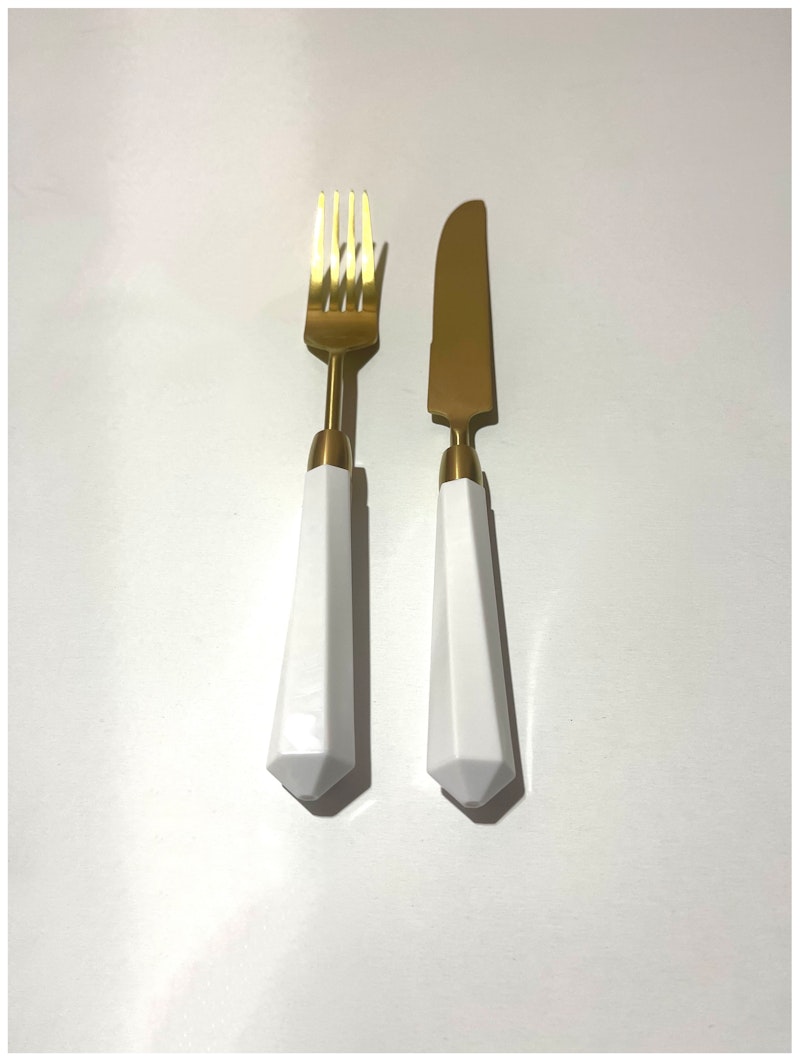 Столовые приборы Призм бело-золотые, сет 4 предмета