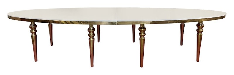 Стол Овал Золото-400 (белый глянцевый МДФ)