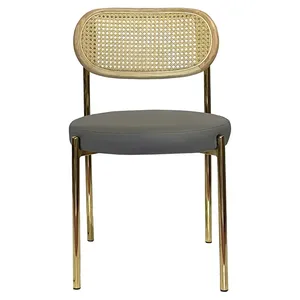 Стул Модерн Золото, Натуральный ротанг + База серый (ЭКО-КОЖА) - Фото 2