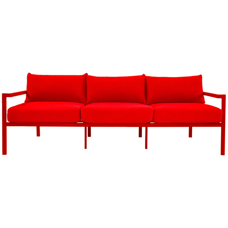 Диван Хагги Л, Красный бархат + Красный Тедди - Фото миниатюра 1