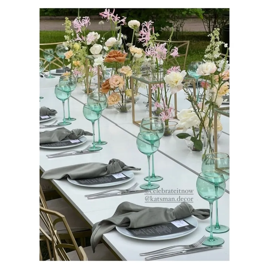 Бокал Сирен С эвкалиптовый с золотой каймой - Фото миниатюра 4