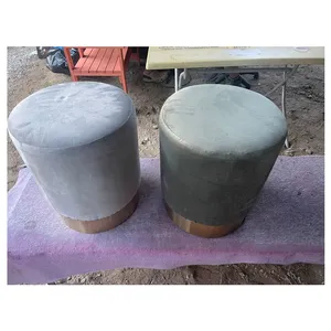 Пуф Цилиндр Золотой обод, эвкалиптовый велюр - Фото 3