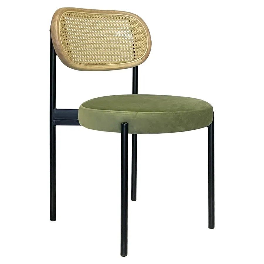 Стул Модерн Черный, Натуральный ротанг + Матча - Фото миниатюра 1