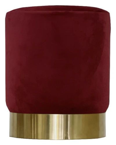 Пуф Цилиндр Золотой обод, бордовый велюр