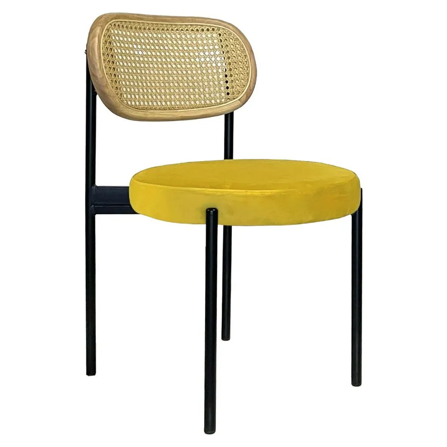 Стул Модерн Черный, Натуральный ротанг + Желтая субмарина - Фото миниатюра 1