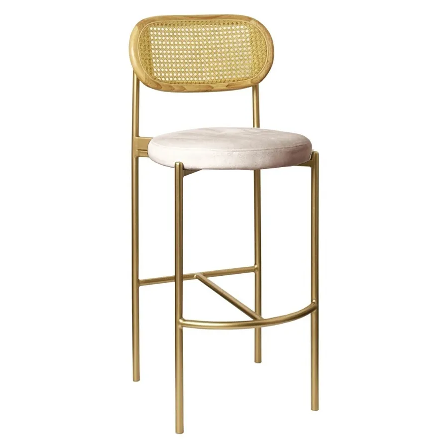 Стул барный Модерн Комфи, Натуральный ротанг+Кремовый бисквит  (любой цвет каркаса) - Фото миниатюра 1