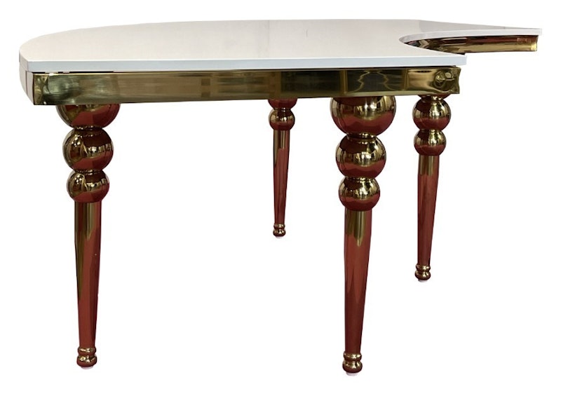 Стол-змейка-80, золотой, столешница белый МДФ, 1 модуль