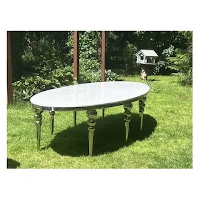 Стол Овал Серебро-400 (белый глянцевый МДФ) - изображение 4