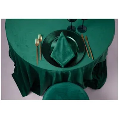 Скатерть велюр, круглая, изумрудная - изображение 2