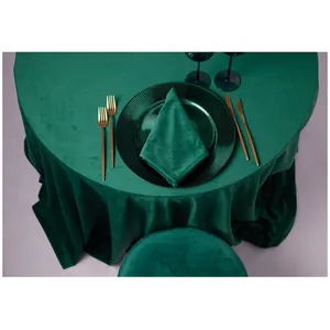 Скатерть велюр, круглая, изумрудная - Фото 2