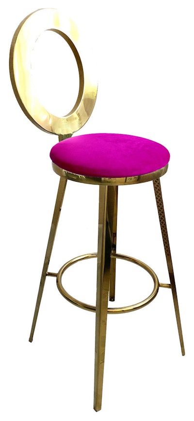 Стул барный велюр, фуксия
