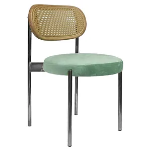 Стул Модерн Серебро, Натуральный ротанг + Мятный