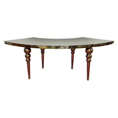 Стол-змейка-80, золотой, столешница темное зеркало, 1 модуль