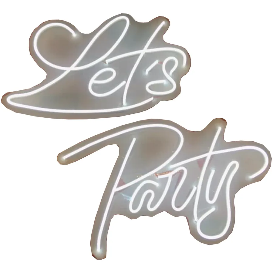 Неоновая надпись "Летс Пати" - Фото миниатюра 1