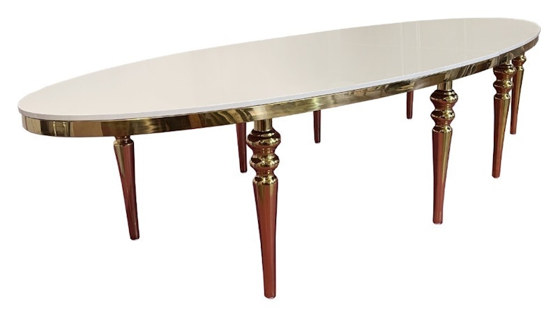 Стол Овал Золото-400 (белый глянцевый МДФ)