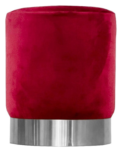 Пуф Цилиндр Серебряный обод, Малиново-красный