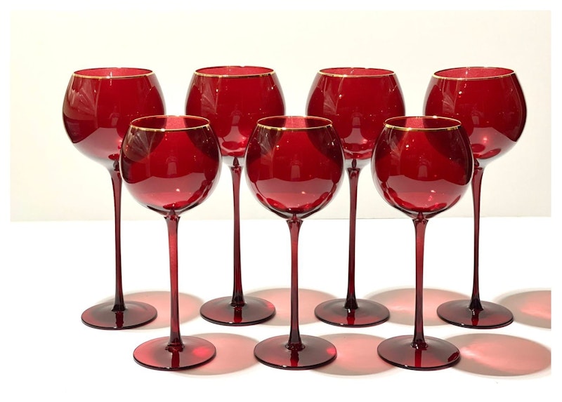 Бокал Сирен Л рубиновый с золотой каймой