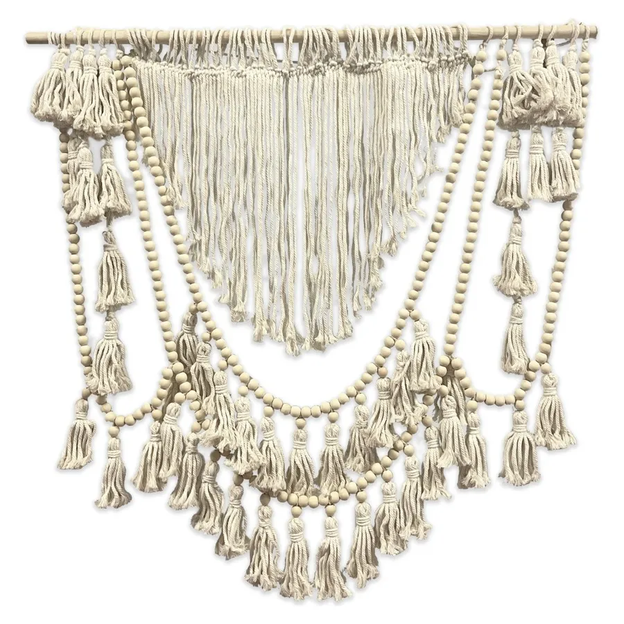 Панно декоративное из макраме Бохо с Бусинами - Фото миниатюра 1