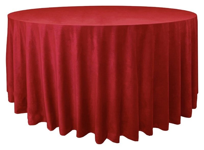 Скатерть велюр, круглая, красная