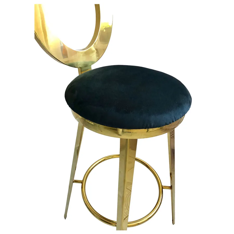 Стул барный велюр, черный - Фото миниатюра 2