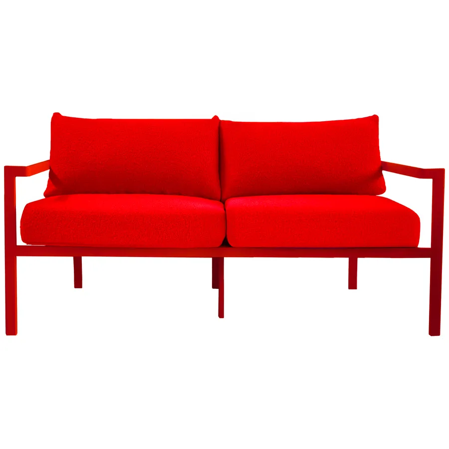 Диван Хагги М, Красный бархат + Красный Тедди - Фото миниатюра 1