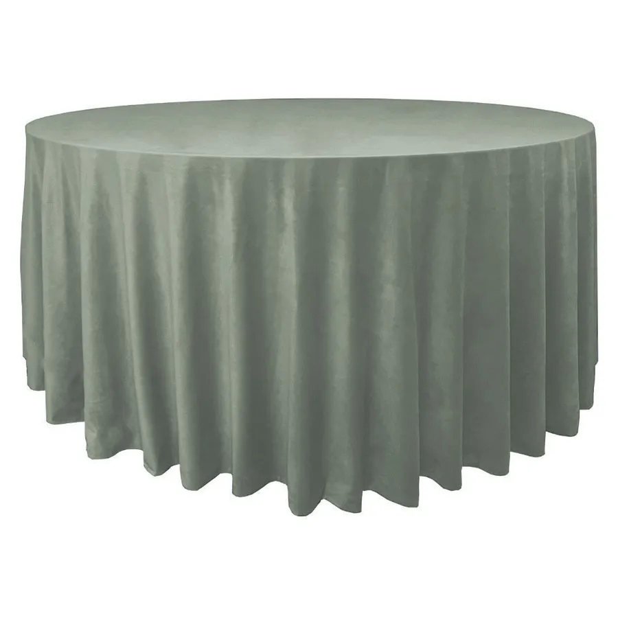 Скатерть велюр, круглая, шалфей - Фото миниатюра 1