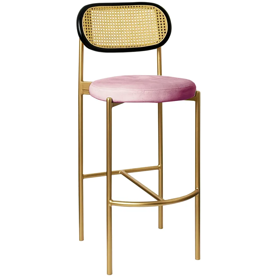 Стул барный Модерн Комфи, Ротанг в черной раме+Куколка  (любой цвет каркаса) - Фото миниатюра 1