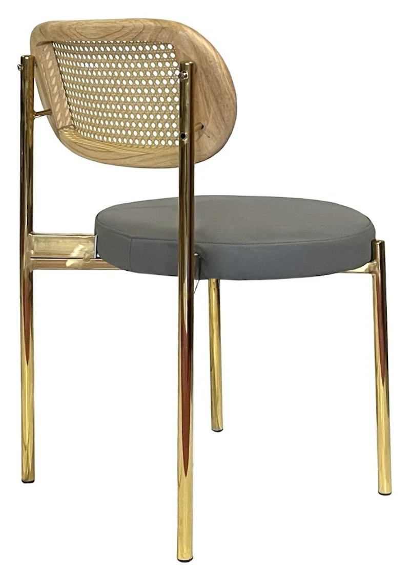 Стул Модерн Золото, Натуральный ротанг + База серый (ЭКО-КОЖА)