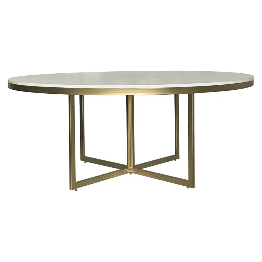 Стол Корнерс круглый, белый + золото - Фото миниатюра 2