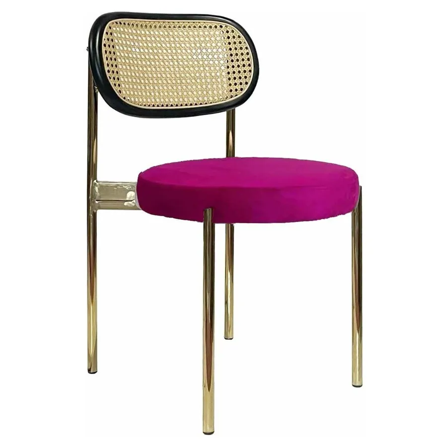 Стул Модерн Золото, Ротанг в черной раме + Манящая фуксия - Фото миниатюра 1