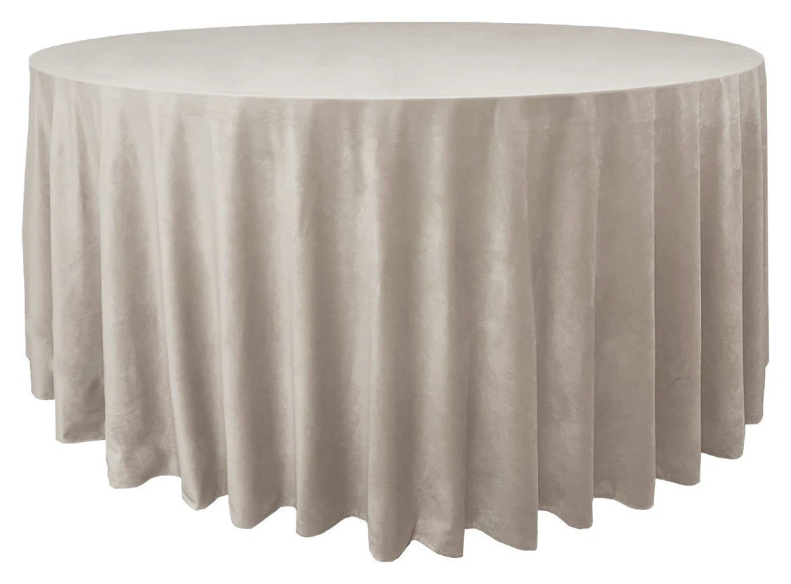 Скатерть велюр, круглая, кремовый бисквит ХЛ