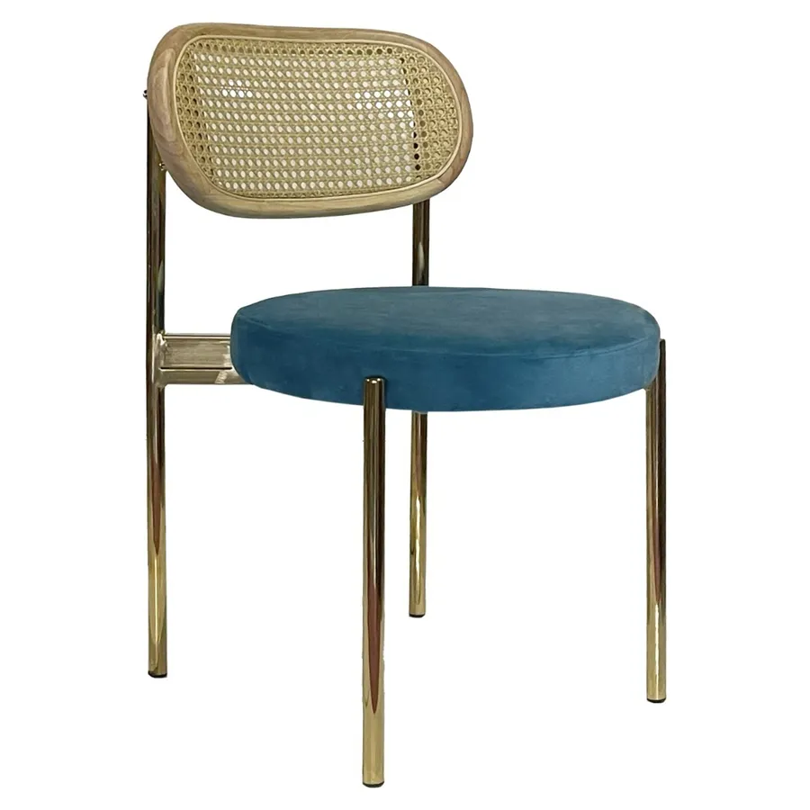 Стул Модерн Золото, Натуральный ротанг + Морская волна - Фото миниатюра 1