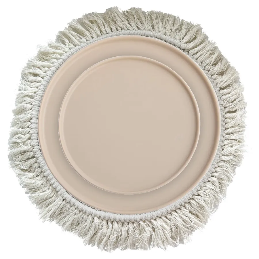 Сет тарелок Макраме Акцент Беж С и М - Фото миниатюра 1