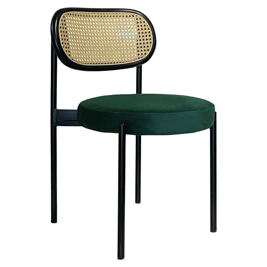 Стул Модерн Черный, Ротанг в черной раме + Изумрудный - Фото миниатюра 1