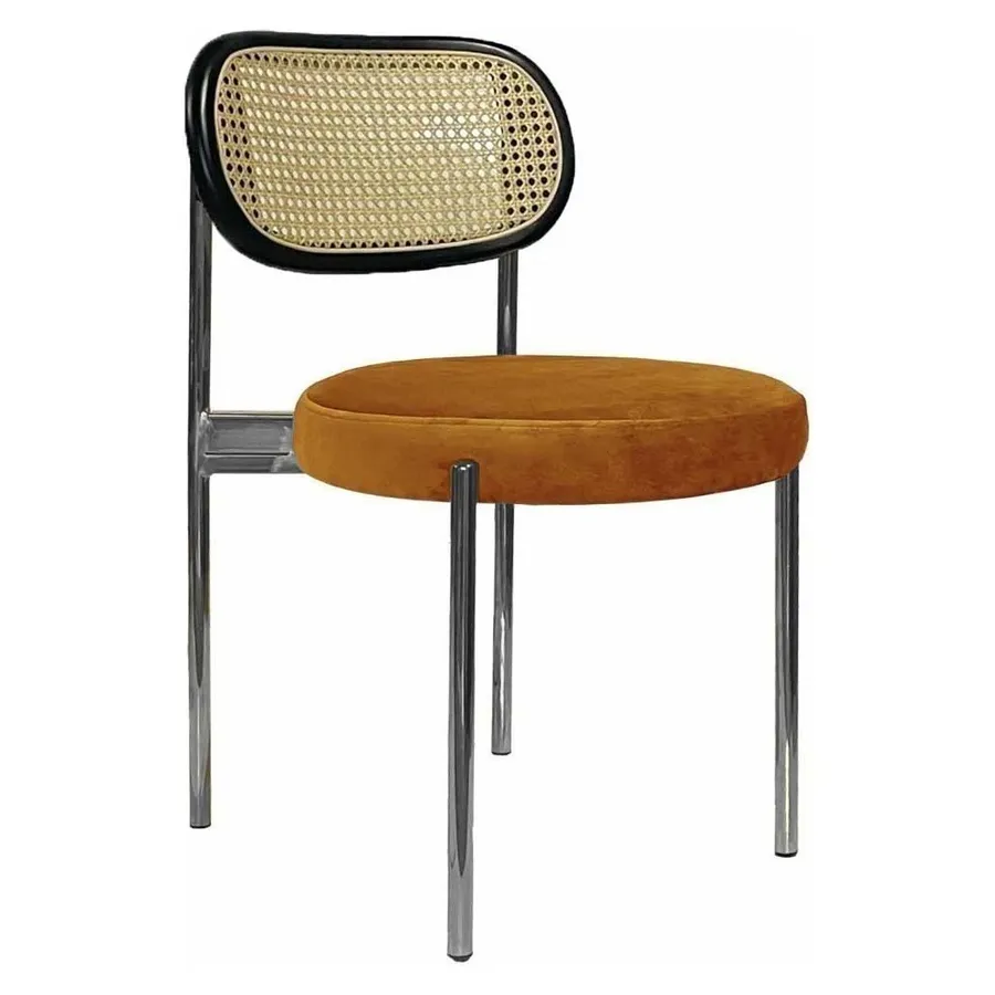 Стул Модерн Серебро, Ротанг в черной раме + Терракотовый - Фото миниатюра 1