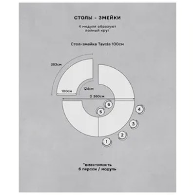 Стол Тавола, змейка шириной 100 см, 1 модуль - изображение 6