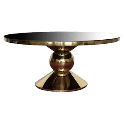 Круглый стол Идол, золотой (зеркальная столешница)