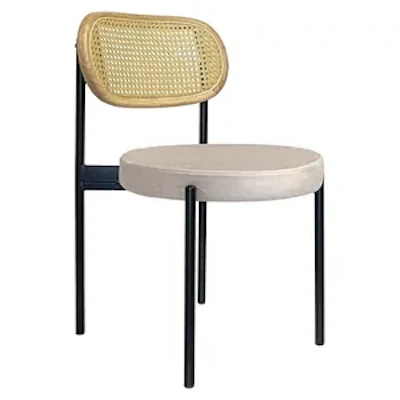 Стул Модерн Черный, Натуральный ротанг + Кремовый бисквит