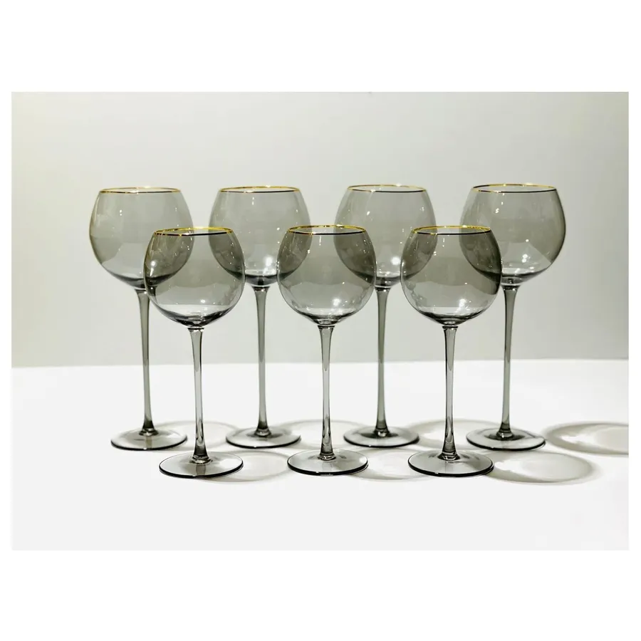 Бокал Сирен Л дымчатый с золотой каймой - Фото миниатюра 6