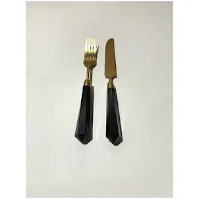 Столовые приборы Призм черно-золотые, сет 4 предмета - изображение 2
