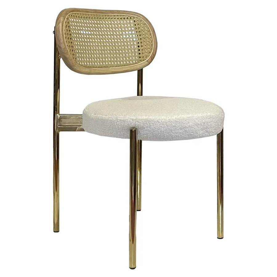 Стул Модерн Золото, Натуральный ротанг + Тедди - Фото миниатюра 1