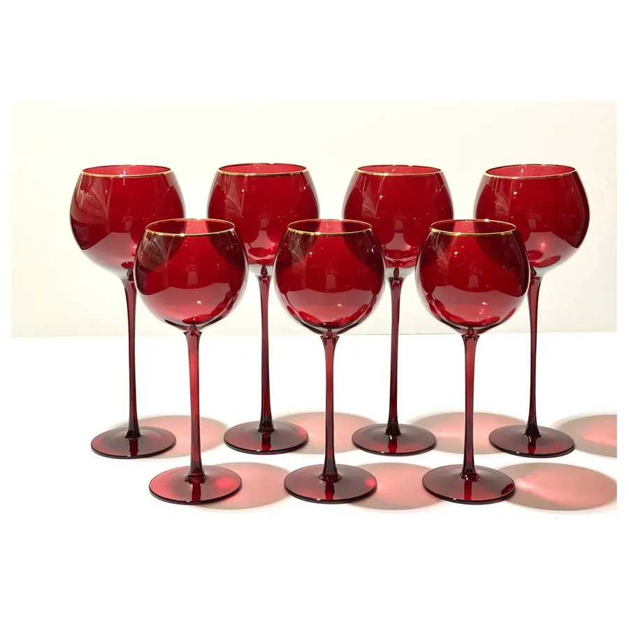 Сет бокалов Сирен рубиновых с золотой каймой - Фото миниатюра 7