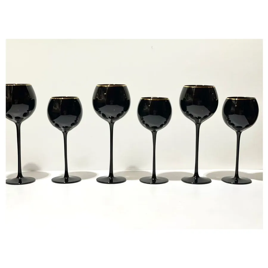 Сет бокалов Сирен нуар с золотой каймой - Фото миниатюра 3