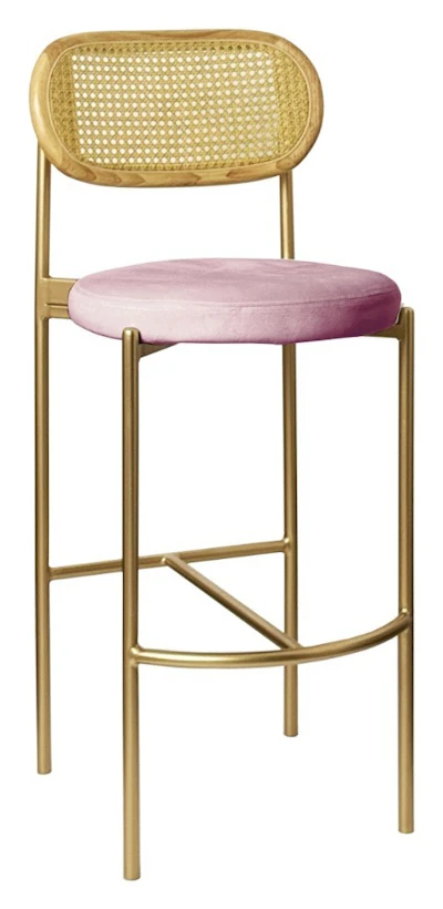 Стул барный Модерн Комфи, Натуральный ротанг+Куколка (любой цвет каркаса)