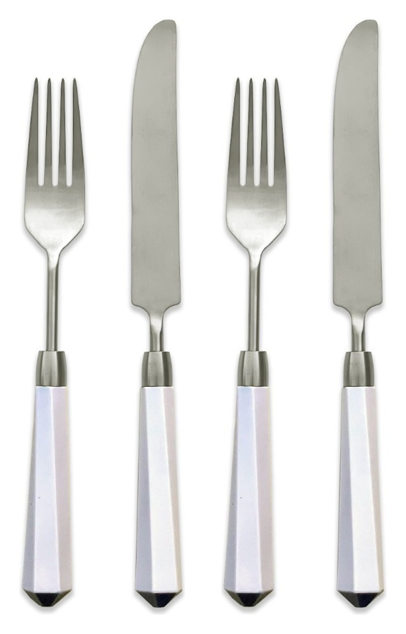 Столовые приборы Призм бело-серебряные, сет 4 предмета