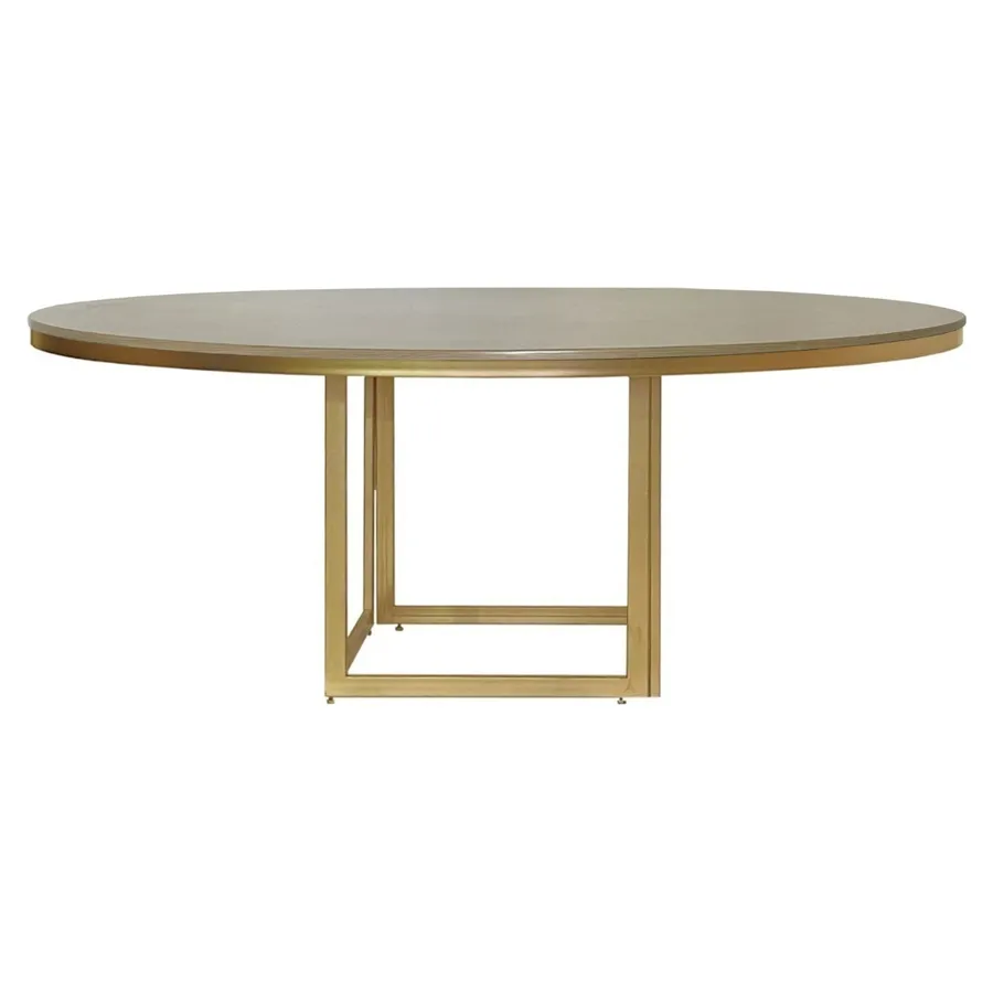 Стол Корнерс круглый, натуральное дерево + золото - Фото миниатюра 1