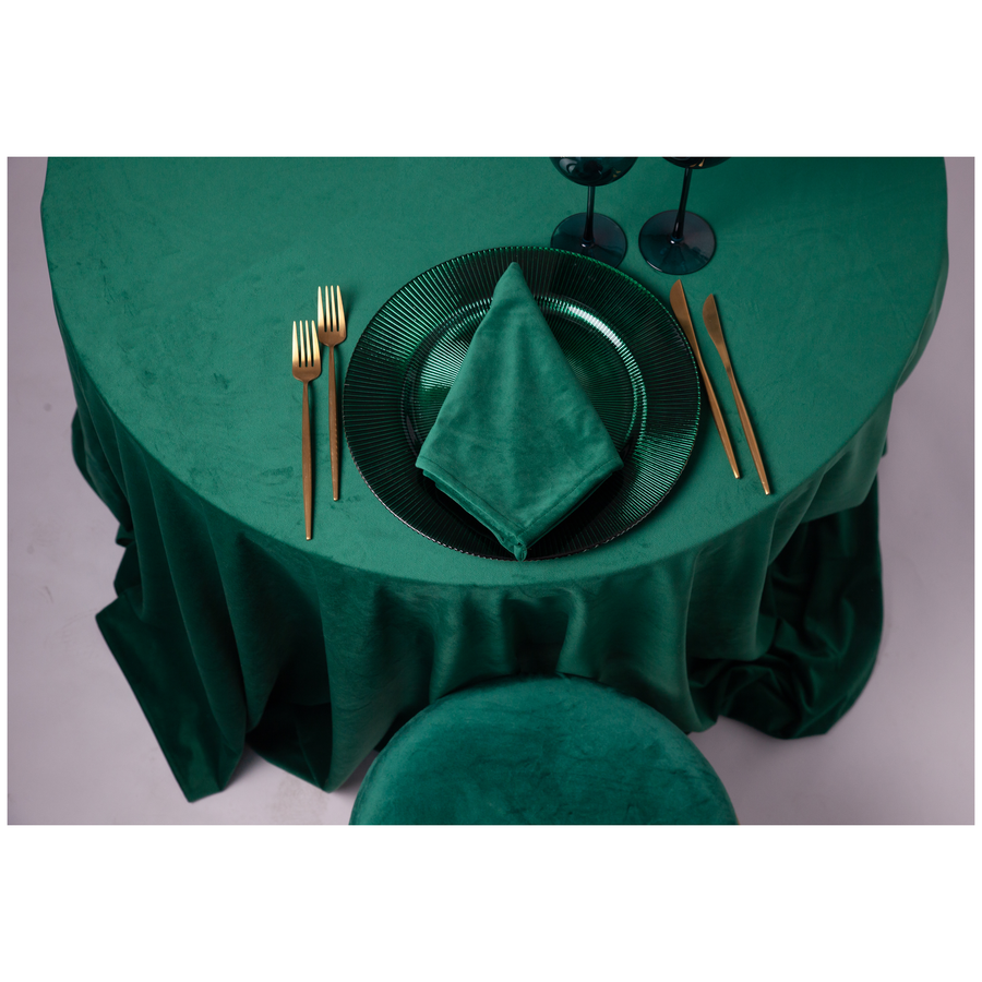Скатерть велюр, круглая, изумрудная - Фото миниатюра 2